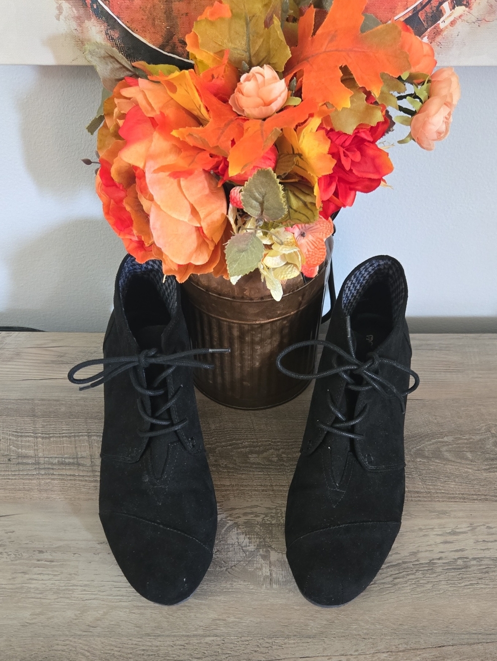 MARELLA Black Suede Lace-Up Ankle Boots